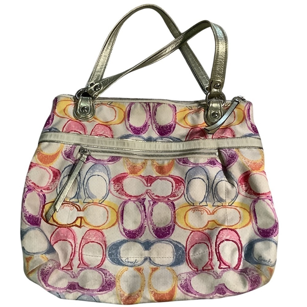 Vintage coach  poppy dream Multicolor Signature C print Tote Bag